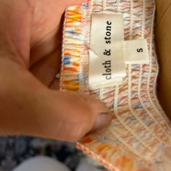 Anthropologie Cloth & Stone peach floral summer dress with adjustable tie straps - Picture 6 of 7